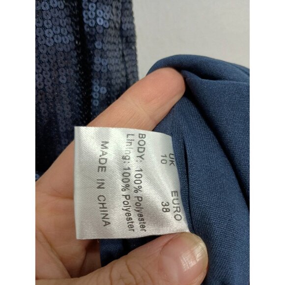 Madam Rage Womens Cocktail Dress Size 6 Navy Sequin Sleeveless Bodycon Mini - Picture 5 of 9